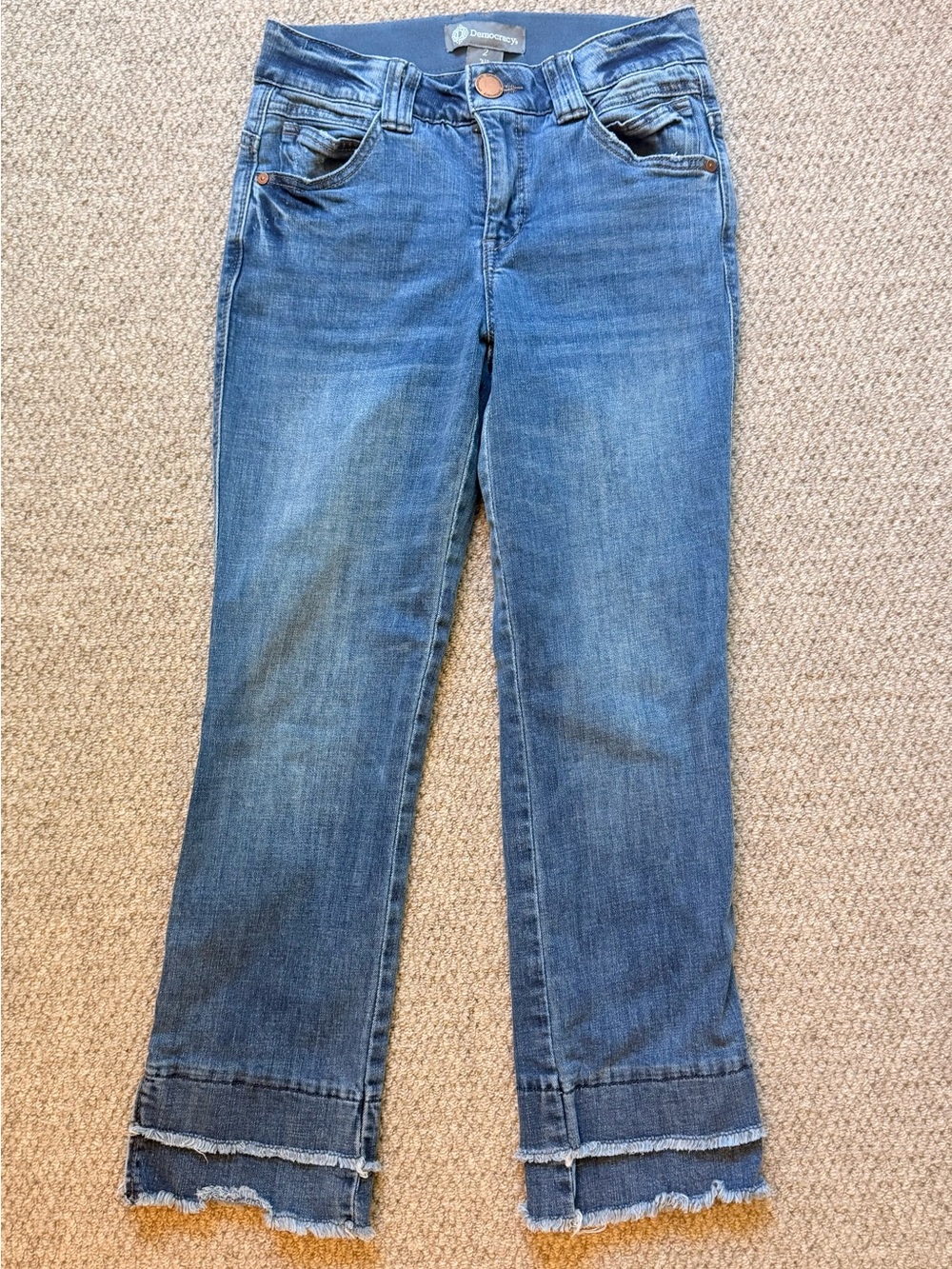 Democracy Blue Flare-Leg Women's Jeans with Raw Hem